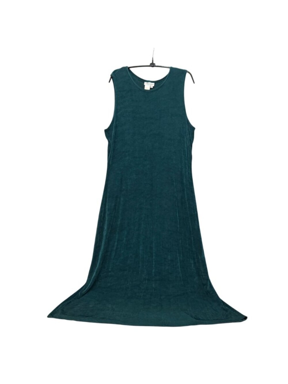 Vtg Coldwater Creek Slinky Travel Knit Maxi Dress PL Green Stretch Minimalist - Picture 3 of 11